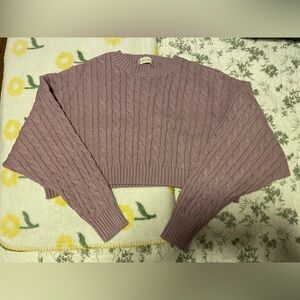 Cable Knit Cropped Sweater in Purple